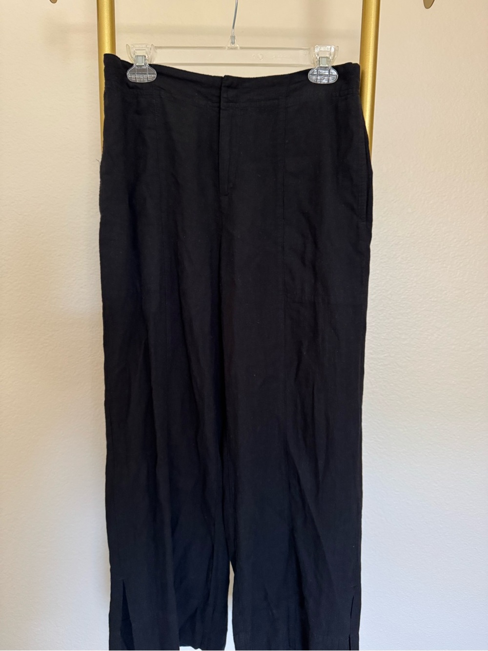 Nordstrom NIC+ZOE Women’s Black Flat Front Linen Pants Size 6